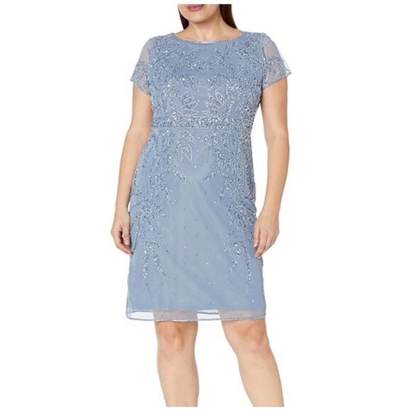 J Kara Women's Short Cap Sleeve Boat Neck Floral beaded Formal Dress Size 22 - Picture 7 of 7